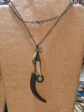 Boho Multi-Charm Pendant Necklace - Green & Ivory